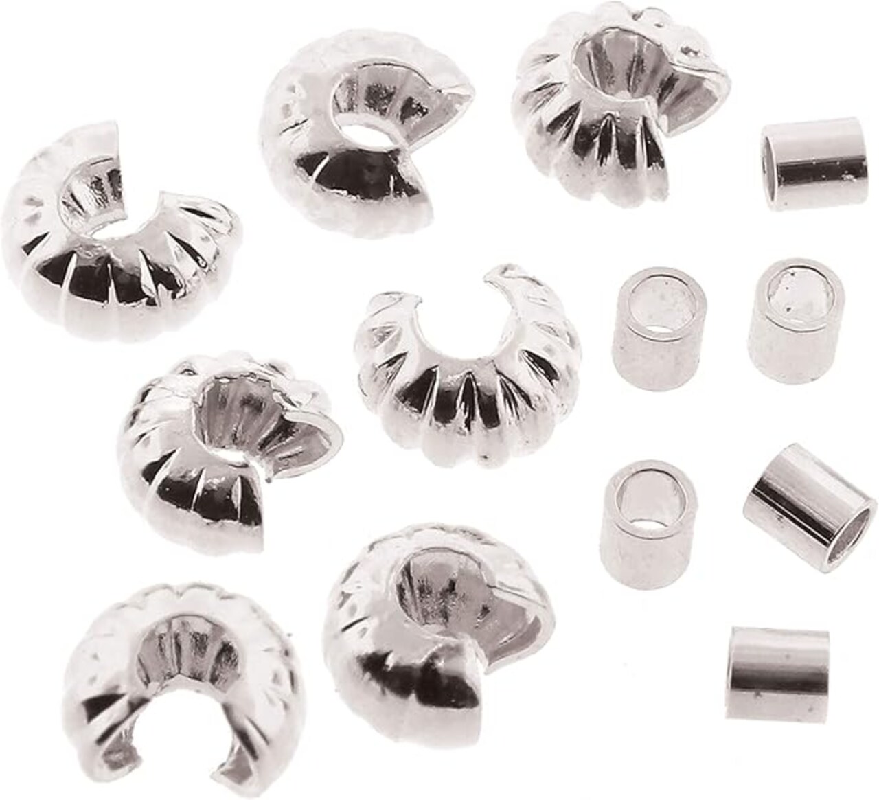 The Beadsmith Basic Elements Crimp Tubes & Corrugated Crimp Covers Designed to Secure The Ends of Jewelry Stringing Cables & Wires, Silver Color